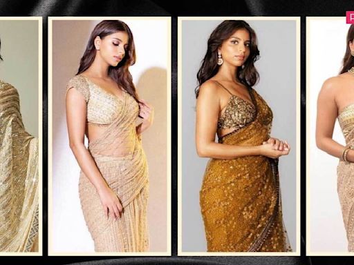 4 gasp-worthy gold sarees ft Suhana Khan that are all things glitz and glam