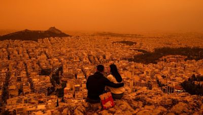 Greece: Orange Sahara dust haze descends over Athens