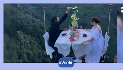 Watch: Couple dines while hanging mid-air, viewers ask 'What could possibly go wrong?