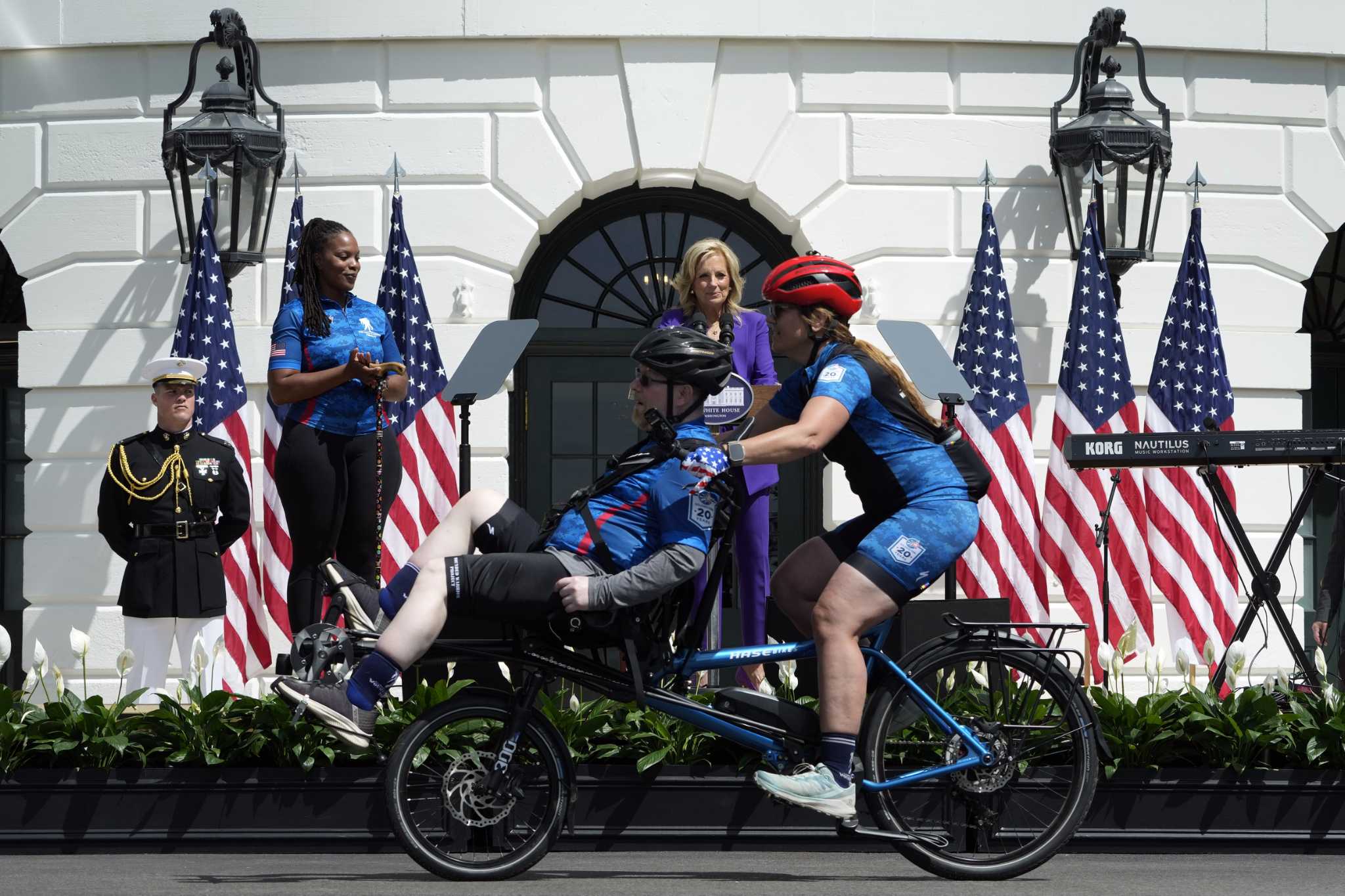 Jill Biden launches bike ride for wounded service members, stresses need to support vets