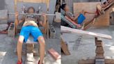 Ingenio puro mexicano: joven de Tamaulipas construye su propio gimnasio con madera