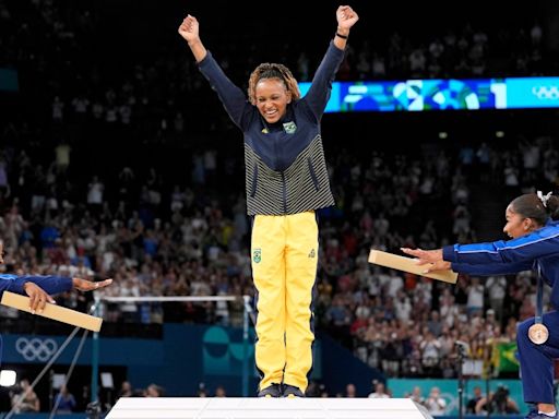 Jordan Chiles says bowing to Rebeca Andrade with Simone Biles on the Olympic podium was her idea