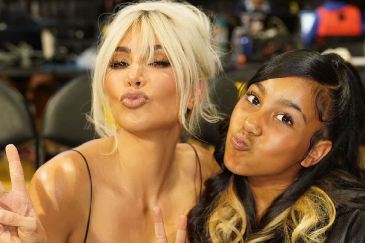 Kim Kardashian’s Daughter North Channels Her Mom’s Blonde Locks with Highlights During 'Fun Night' at WNBA Game