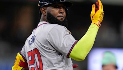 Ozuna warms up for the Home Run Derby with 2 blasts in the Braves' 6-1 win against the Padres