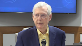Mitch McConnell escorted away from cameras after freezing in the middle of news conference