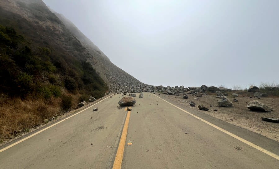 Man falls down rock slide south of Big Sur