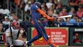 Astros RF Tucker leaves game after fouling ball off right shin against Cardinals