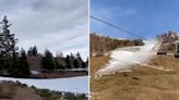 Sparse snow on Swiss ski slopes amid Europe’s unseasonably warm weather