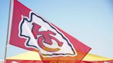 Good luck charm? A Chiefs flag is buried below Super Bowl host Allegiant Stadium in Vegas