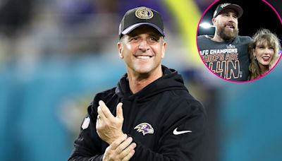 John Harbaugh Jokes Travis Kelce Should Retire ‘Soon’ and Start a Family With Taylor Swift