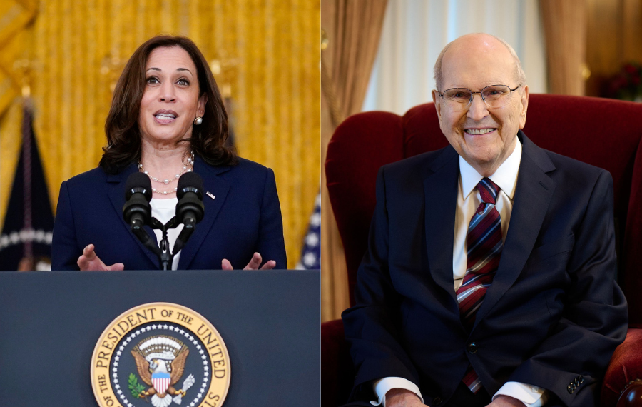 LDS leader Russell Nelson and Kamala Harris share an influential mutual friend. He says both keep ‘their eyes on Jesus.’