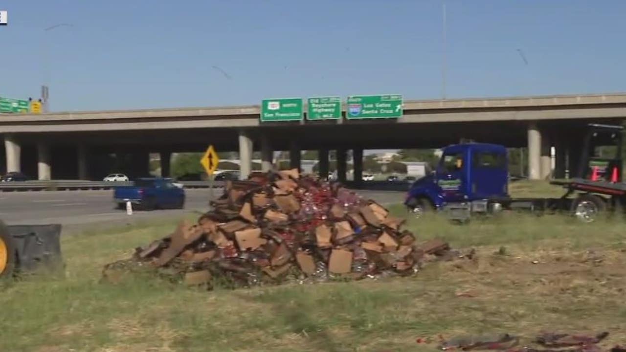 Truck carrying 40K pounds of strawberries overturns in San Jose