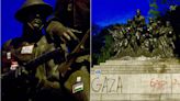 Veterans groups 'saddened' after NYC WWI memorial defaced, American flag burned by anti-Israel agitators
