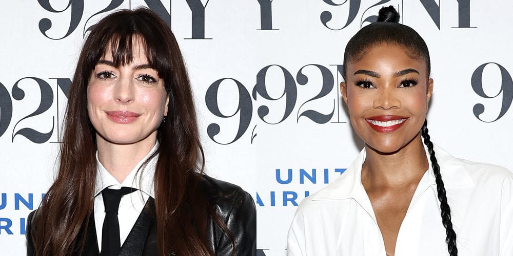 Anne Hathaway Wears Leather Suit for ‘The Idea of You’ Screening with Gabrielle Union
