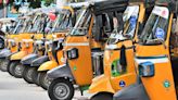 Autorickshaws hinder pedestrian movement in front of Coimbatore Railway Junction