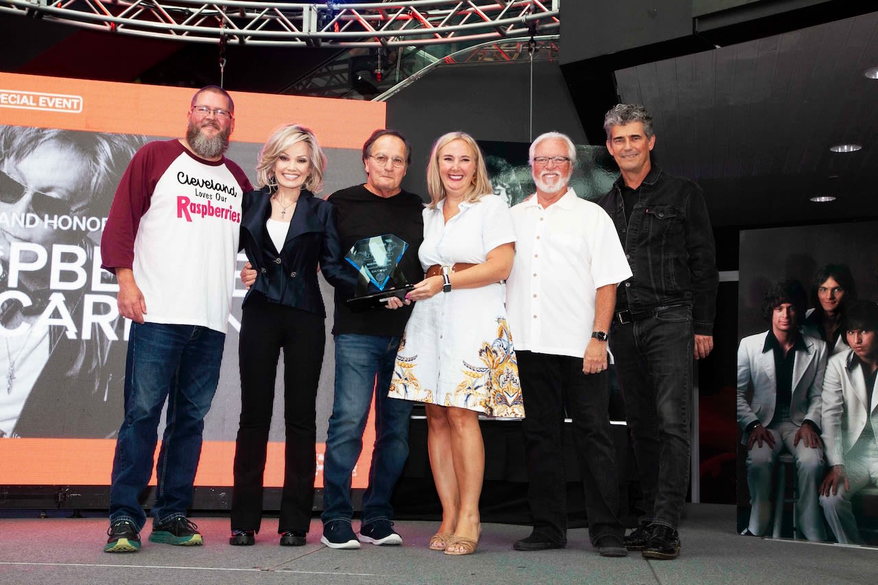 Eric Carmen and the Raspberries receive Music Keynote to the City during a special presentation at the Rock Hall