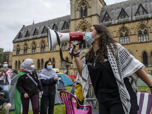 Watch: Israeli flag ripped from hands of Jewish student at Cambridge pro-Palestine protest