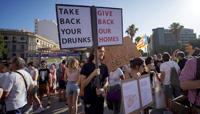 Anti-tourist protesters in Majorca mock England's Euros loss to Spain