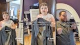 9-year-old boy sews shirt for his dad all by himself