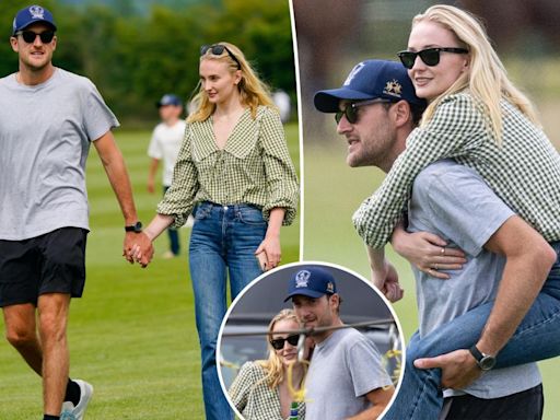 Sophie Turner gets a piggyback ride from boyfriend Peregrine Pearson on PDA-filled polo date