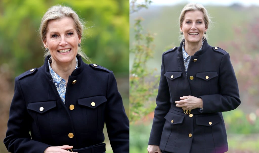 Sophie, Duchess of Edinburgh Pairs Military-inspired Jacket With Midi Skirt for Farm Visit