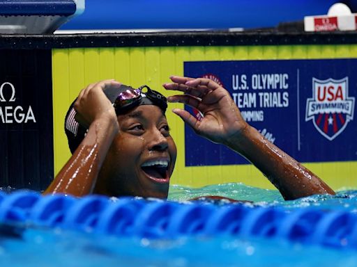 Simone Manuel wins 50m freestyle at US Olympic swimming trials as she continues return from overtraining syndrome