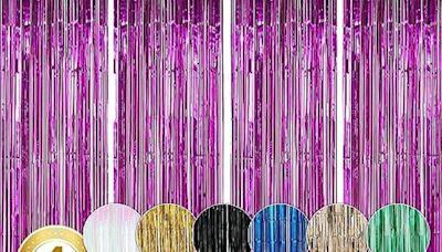 ...Metallic Tinsel Foil Fringe Curtains Environmental Background for Birthday Wedding Party Christmas Decorations, Now 63.07% Off