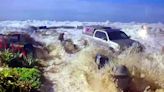 Dramatic video shows rogue wave slamming into California street, injuring 8 people