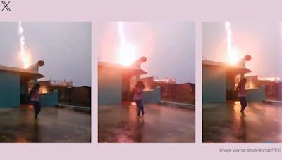 WATCH: Terrifying video captures thunderbolt almost striking Bihar girl dancing in rain, goes viral