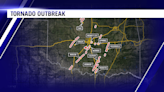 Weekend tornado outbreak map