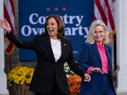 Liz Cheney trolls Trump’s fake tan habit as she campaigns with Harris at birthplace of Republican party