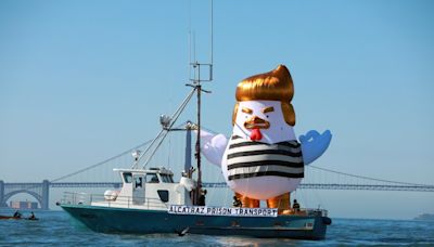 Anti-Trump inflatable comes home to roost during fundraiser planned in SF