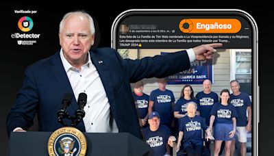 Esa fotografía que muestra a familiares de Tim Walz usando camisetas pro Donald Trump es engañosa