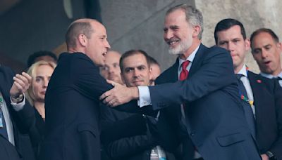 Prince William greets King Felipe during Euros final
