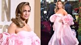 Jennifer Lopez Brings Drama in Pink Nicole + Felicia Couture Gown With 3D Rosettes to Golden Globes 2024