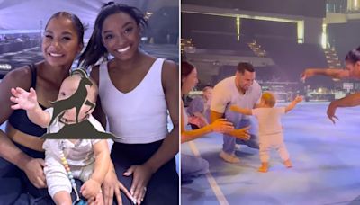 Becca Kufrin's Son Benson Take His First Steps with the Help of Simone Biles and Jordan Chiles: Watch