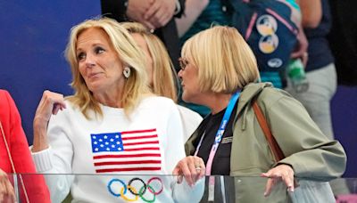 First lady Jill Biden meets with US water polo team after opening win in Paris