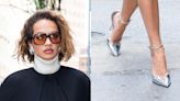 Rita Ora Hops on Metallic Trend With Mirrored, Pointy-Toe Shoes in Tribeca