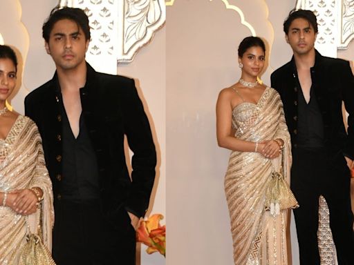 Suhana Khan and Aryan Khan Shine in Stunning Manish Malhotra Attires at Anant Ambani-Radhika Merchant Wedding - News18