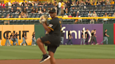 Russell Wilson throws out first pitch at Pittsburgh Pirates game