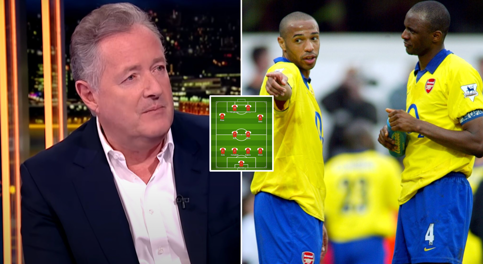 Piers Morgan names two current stars in his greatest ever Arsenal XI - he's made some wild calls