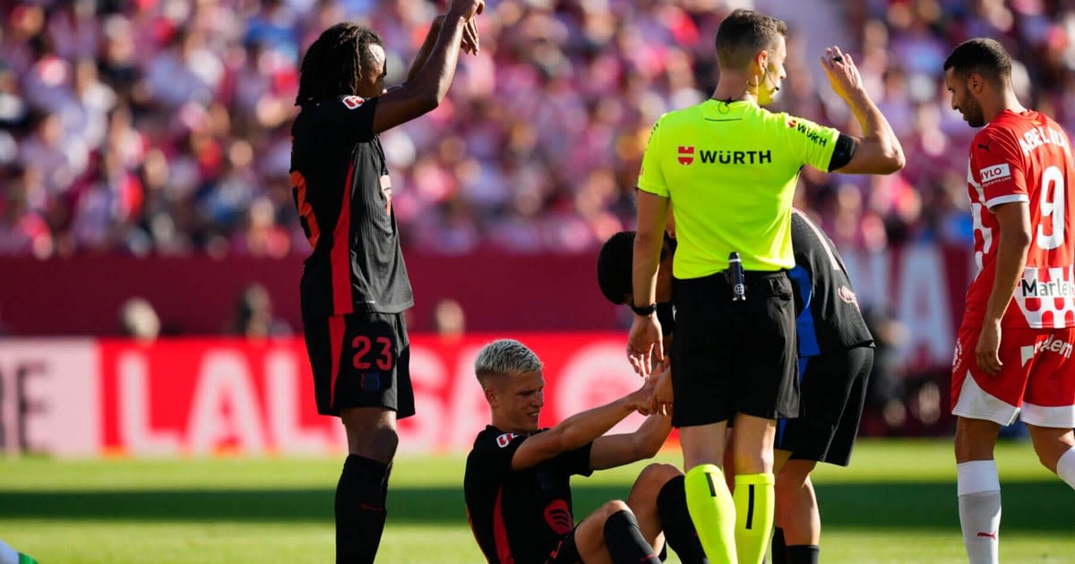 Barcelona’s Dani Olmo to be assessed after picking up apparent hamstring injury against Girona