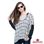 BRAPPERS 女款 女用配色格紋長袖針織衫-深灰