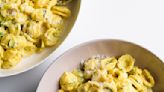 Saffron pasta with ricotta conjures Sardinian fields