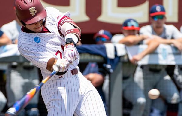 FSU baseball shreds UConn 24-4, moving a win from CWS