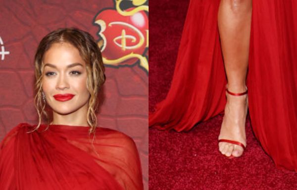 Why Rita Ora Won’t Stop Wearing Jimmy Choo’s Red Satin ‘Minny’ Sandals