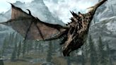 Skyrim player watches Dragon kill a mammoth by hoisting it into the air