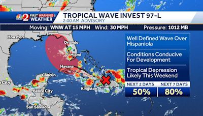 Tracking the tropics: Formation chances up as Invest 97-L sets sights on Florida s coast