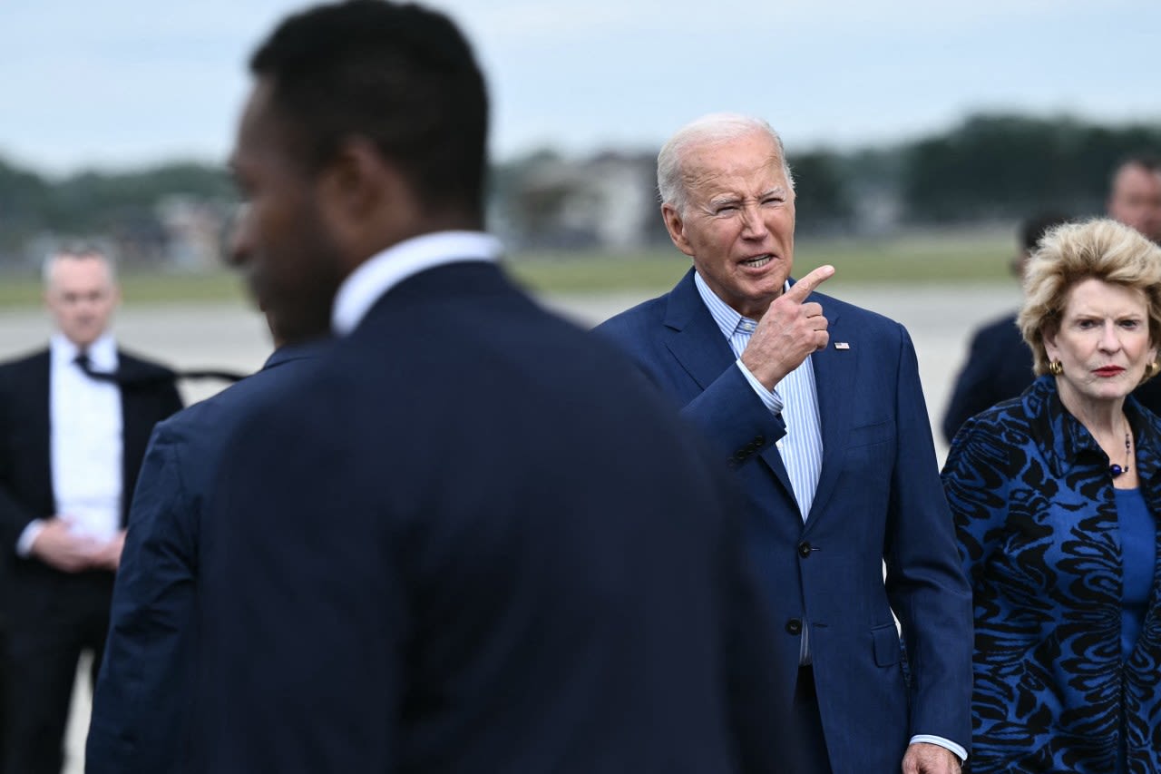 President Joe Biden speaks in Ann Arbor