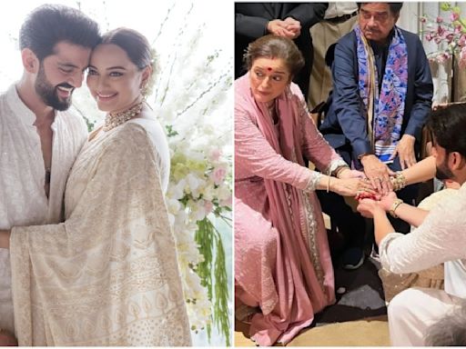 Sonakshi Sinha-Zaheer Iqbal participate in ritual with her parents Shatrughan Sinha-Poonam during wedding; UNSEEN pics go viral